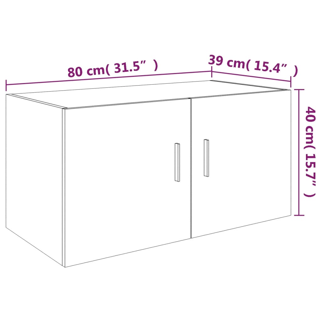 Dulap de perete, stejar fumuriu, 80x39x40 cm, lemn prelucrat Lando - Lando