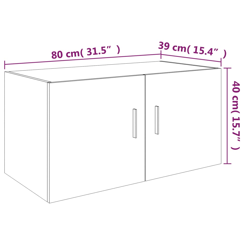 Dulap de perete, stejar maro, 80x39x40 cm, lemn prelucrat Lando - Lando