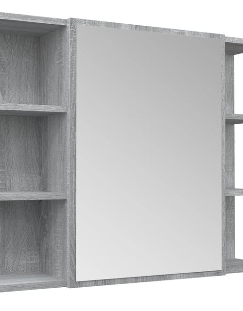 Încărcați imaginea în vizualizatorul Galerie, Dulap de baie cu oglindă gri sonoma 80x20,5x64 cm lemn compozit - Lando
