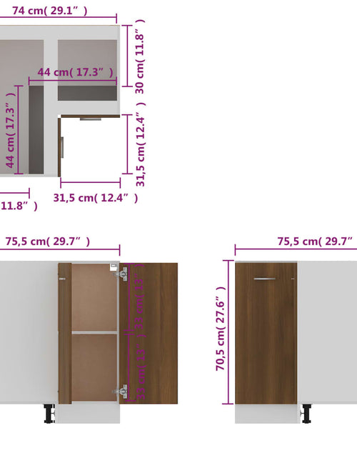 Încărcați imaginea în vizualizatorul Galerie, Dulap de bucătărie, stejar maro 75,5x75,5x80,5 cm lemn compozit - Lando
