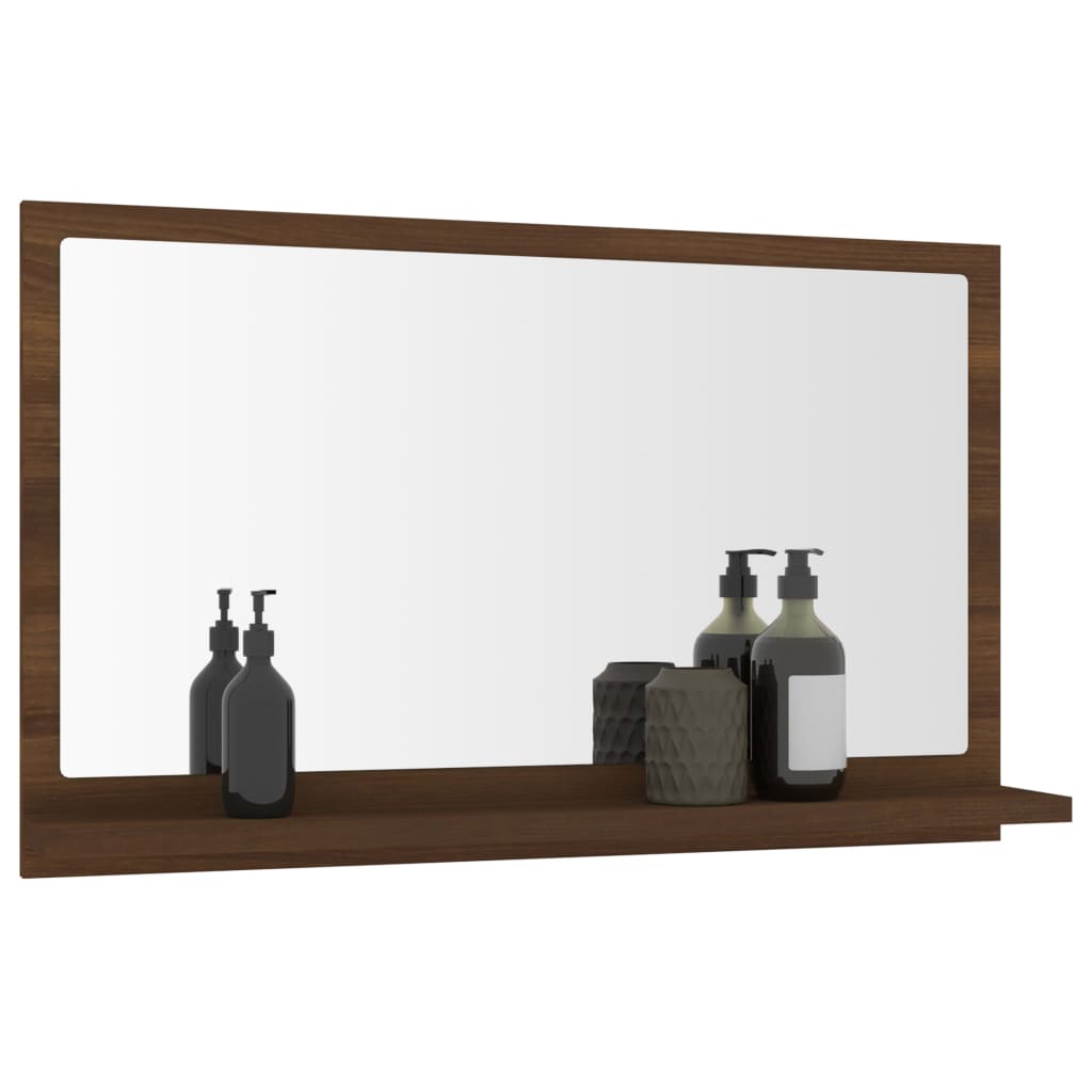 Oglindă de baie, stejar maro, 60x10,5x37 cm, lemn compozit Lando - Lando