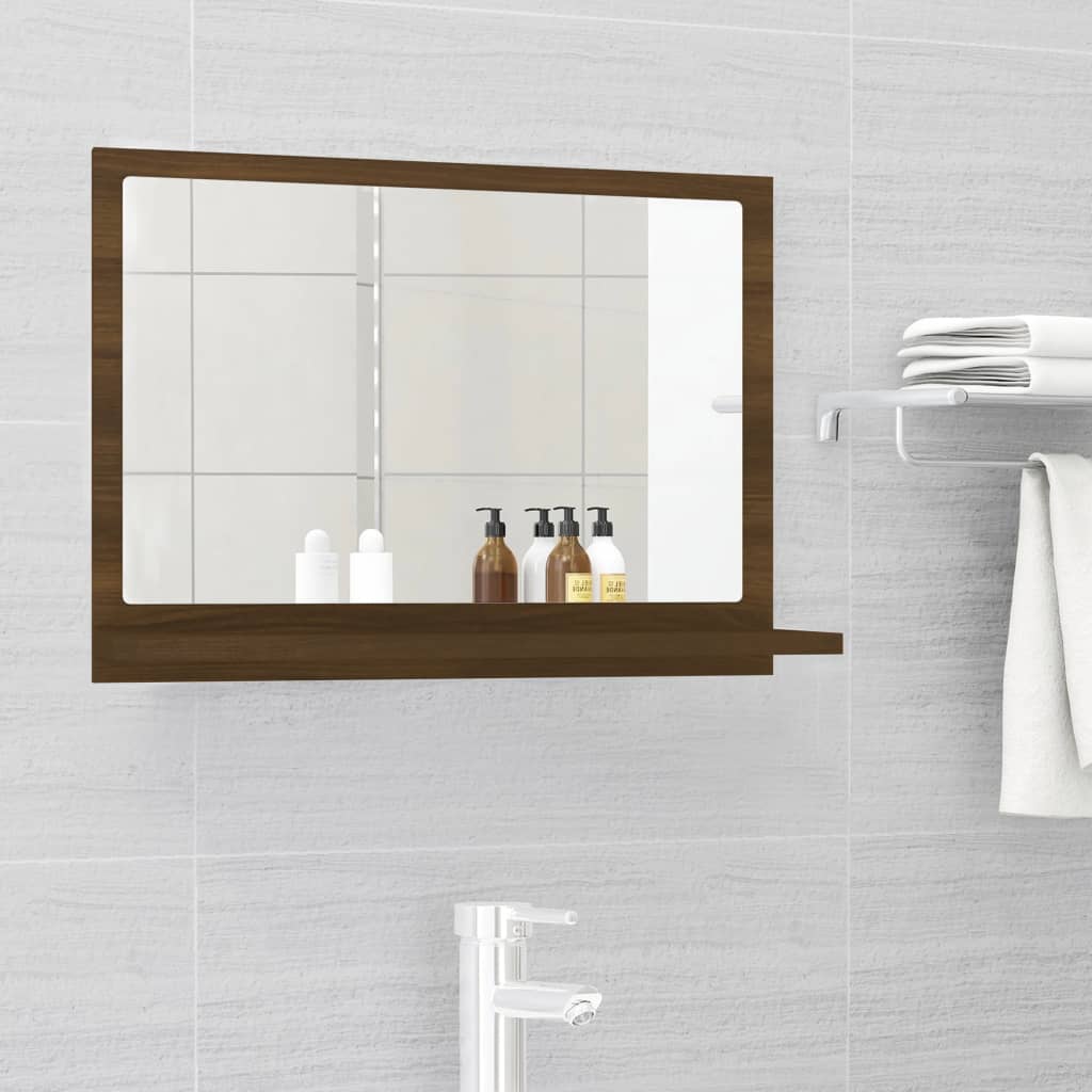Oglindă de baie, stejar maro, 60x10,5x37 cm, lemn compozit Lando - Lando