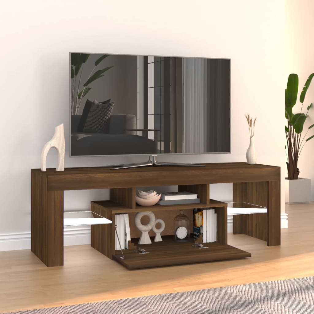 Comodă TV cu lumini LED, stejar maro, 120x35x40 cm Lando - Lando