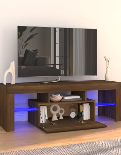 Загрузите изображение в средство просмотра галереи, Comodă TV cu lumini LED, stejar maro, 120x35x40 cm Lando - Lando
