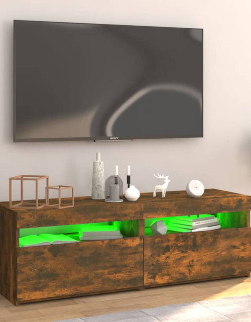 Încărcați imaginea în vizualizatorul Galerie, Comodă TV cu lumini LED, stejar fumuriu, 120x35x40 cm Lando - Lando
