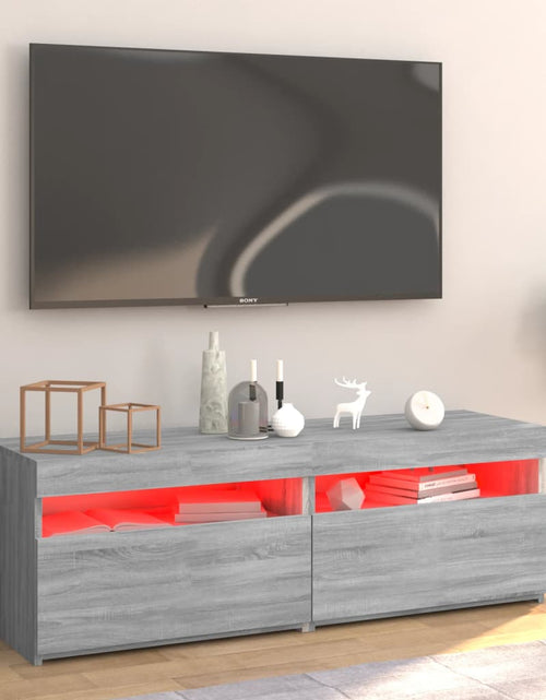 Загрузите изображение в средство просмотра галереи, Comodă TV cu lumini LED, gri sonoma, 120x35x40 cm Lando - Lando
