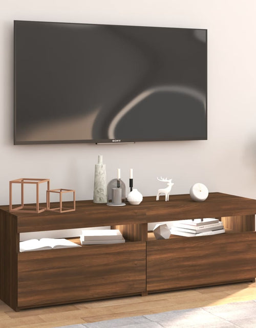 Încărcați imaginea în vizualizatorul Galerie, Comodă TV cu lumini LED, stejar maro, 120x35x40 cm Lando - Lando

