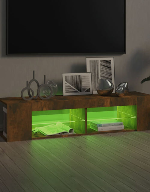 Загрузите изображение в средство просмотра галереи, Comodă TV cu lumini LED, stejar fumuriu, 135x39x30 cm Lando - Lando

