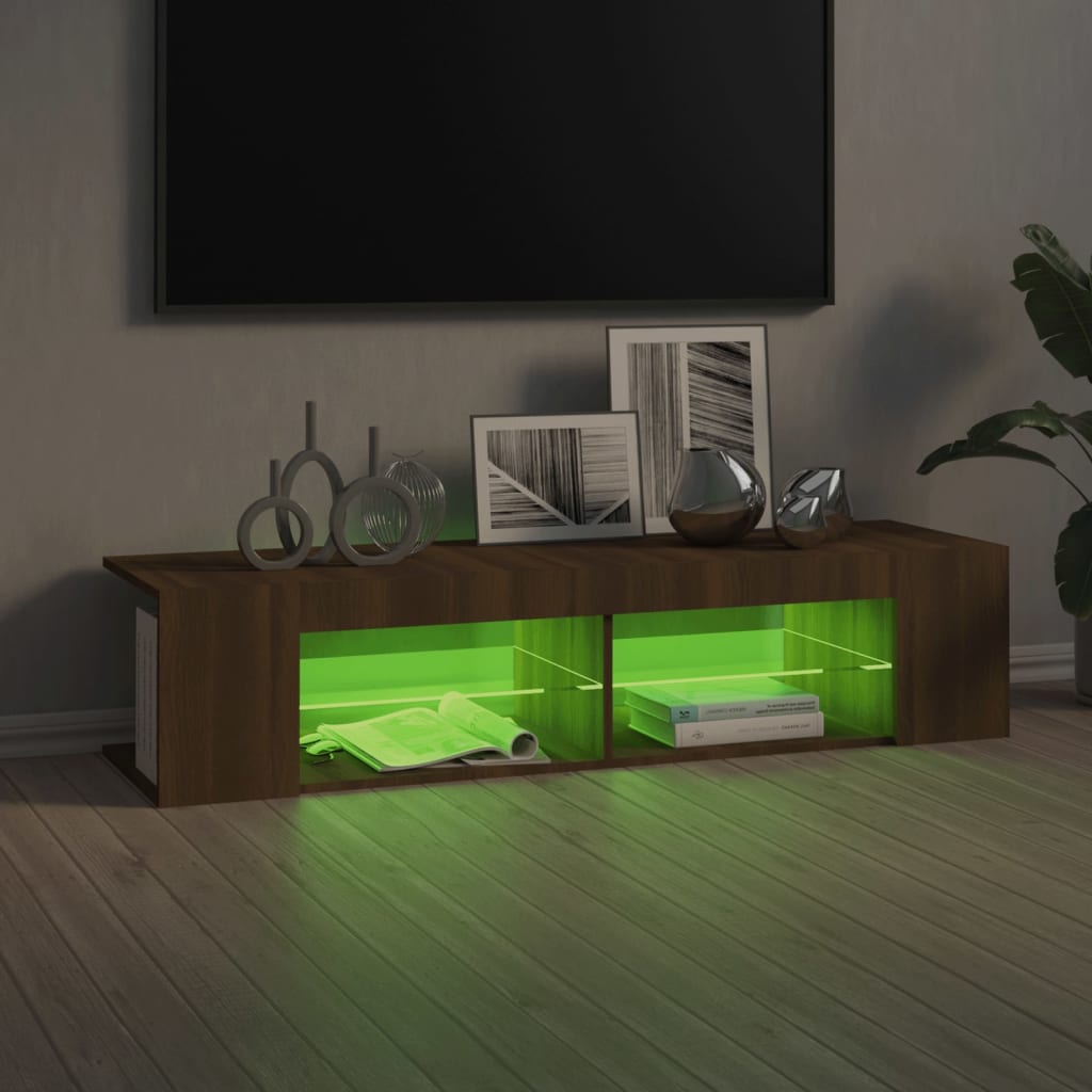 Comodă TV cu lumini LED, stejar maro, 135x39x30 cm Lando - Lando
