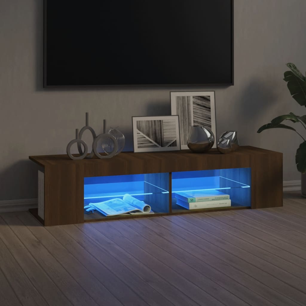 Comodă TV cu lumini LED, stejar maro, 135x39x30 cm Lando - Lando