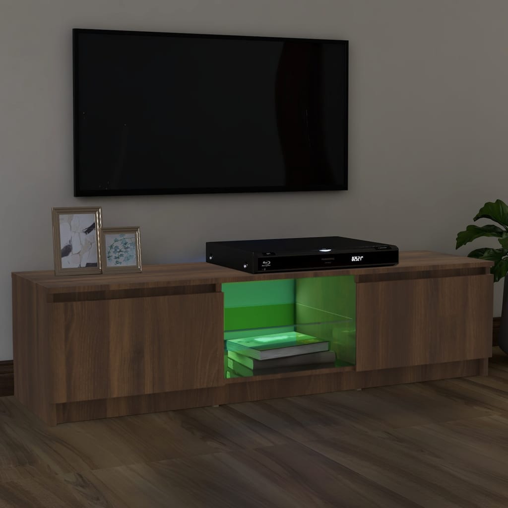 Comodă TV cu lumini LED, stejar maro, 120x30x35,5 cm Lando - Lando
