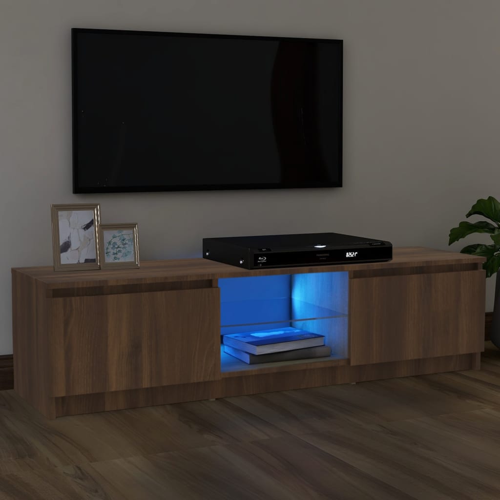 Comodă TV cu lumini LED, stejar maro, 120x30x35,5 cm Lando - Lando