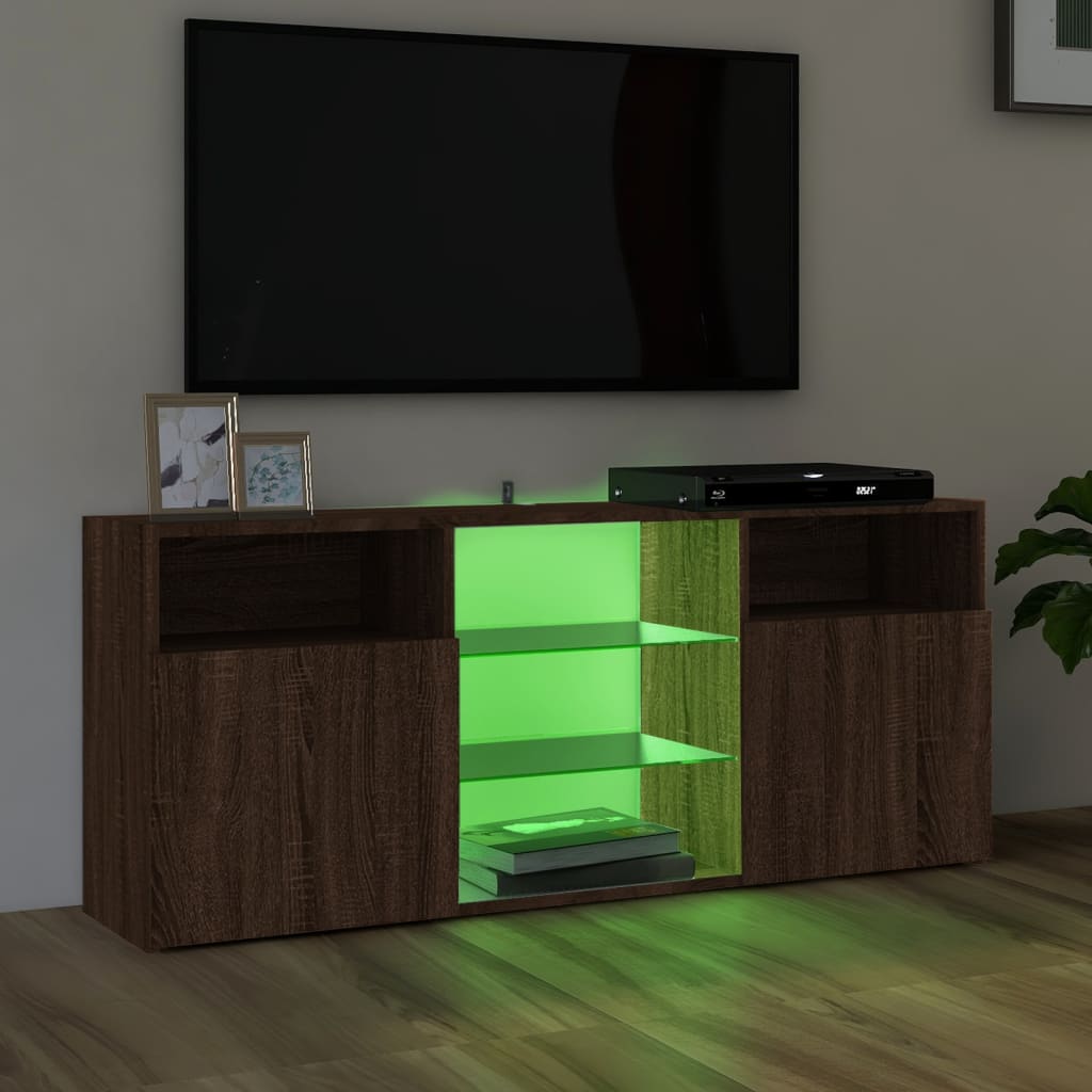 Comodă TV cu lumini LED, stejar maro, 120x30x50 cm Lando - Lando