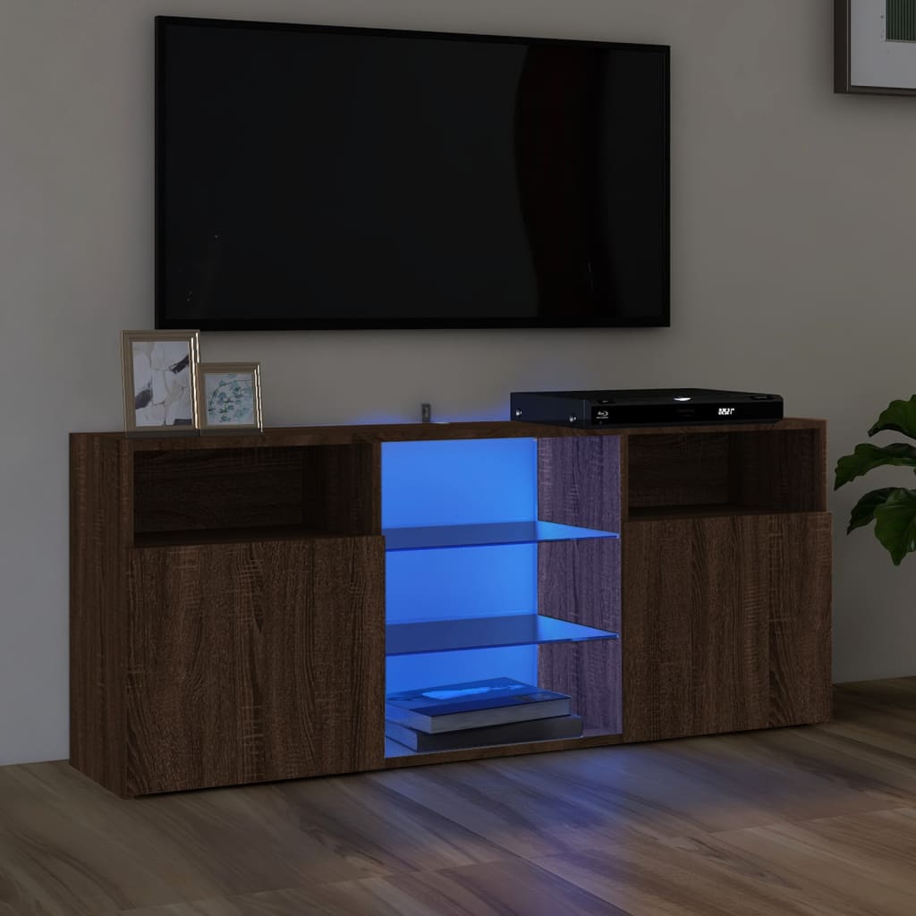 Comodă TV cu lumini LED, stejar maro, 120x30x50 cm Lando - Lando