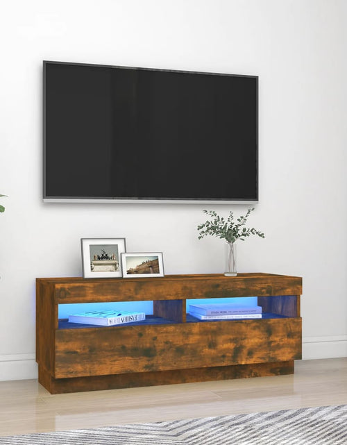 Загрузите изображение в средство просмотра галереи, Comodă TV cu lumini LED, stejar fumuriu, 100x35x40 cm Lando - Lando
