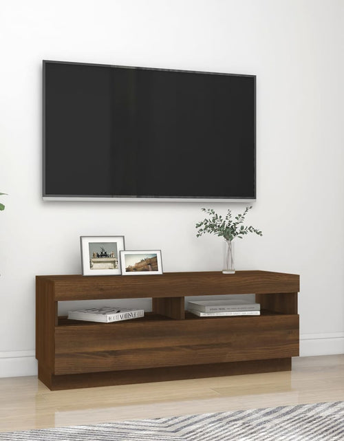 Загрузите изображение в средство просмотра галереи, Comodă TV cu lumini LED, stejar maro, 100x35x40 cm Lando - Lando
