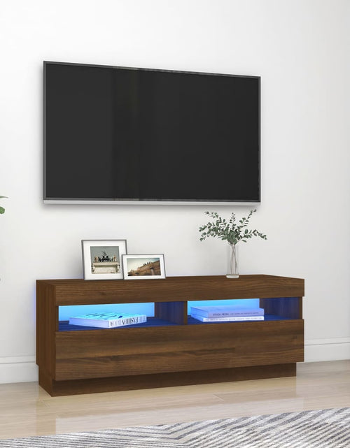 Încărcați imaginea în vizualizatorul Galerie, Comodă TV cu lumini LED, stejar maro, 100x35x40 cm Lando - Lando
