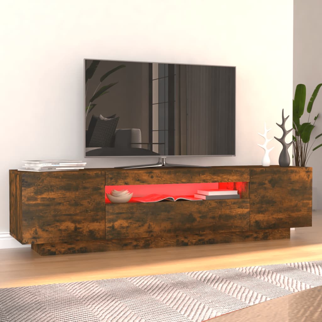 Comodă TV cu lumini LED, stejar fumuriu, 160x35x40 cm Lando - Lando