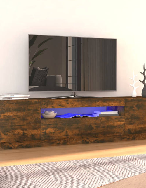Загрузите изображение в средство просмотра галереи, Comodă TV cu lumini LED, stejar fumuriu, 160x35x40 cm Lando - Lando
