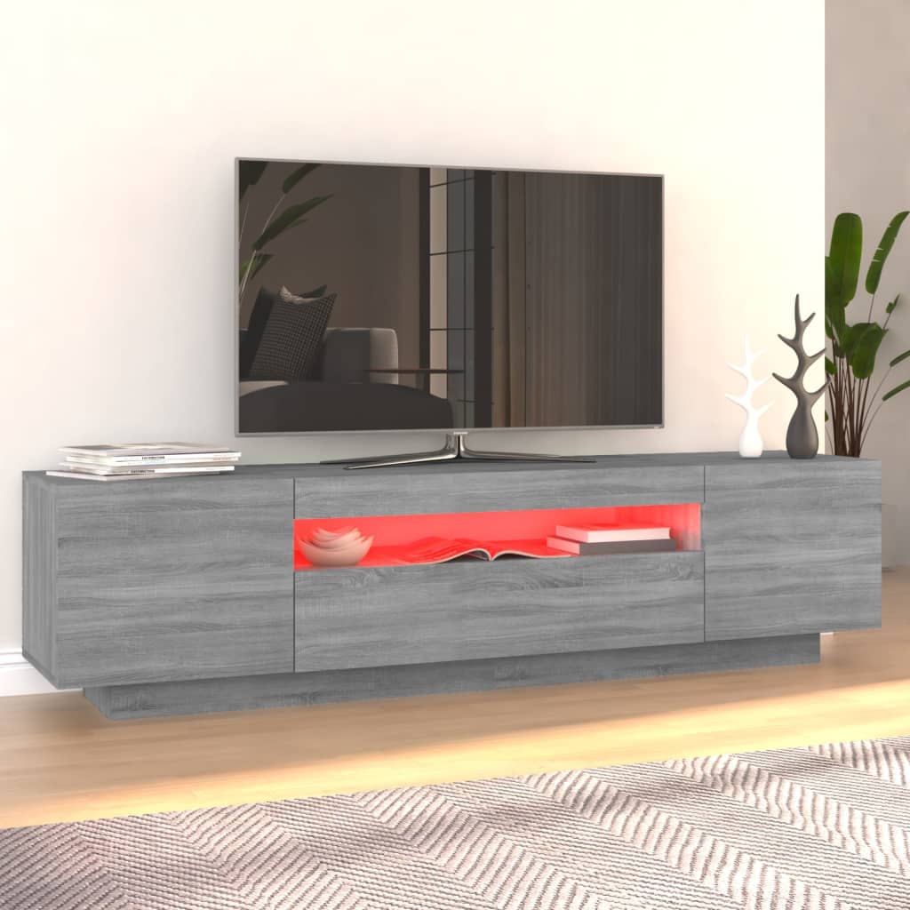 Comodă TV cu lumini LED, gri sonoma, 160x35x40 cm Lando - Lando