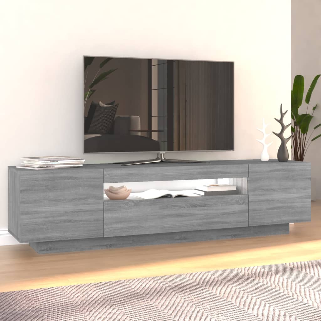 Comodă TV cu lumini LED, gri sonoma, 160x35x40 cm Lando - Lando