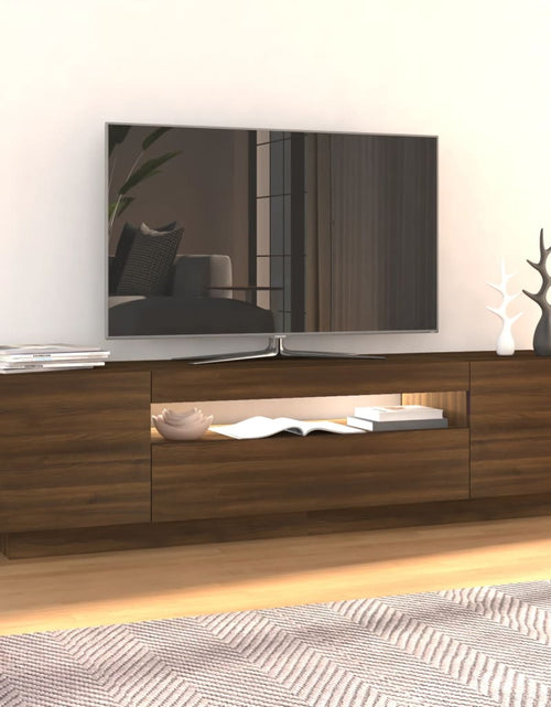 Загрузите изображение в средство просмотра галереи, Comodă TV cu lumini LED, stejar maro, 160x35x40 cm Lando - Lando

