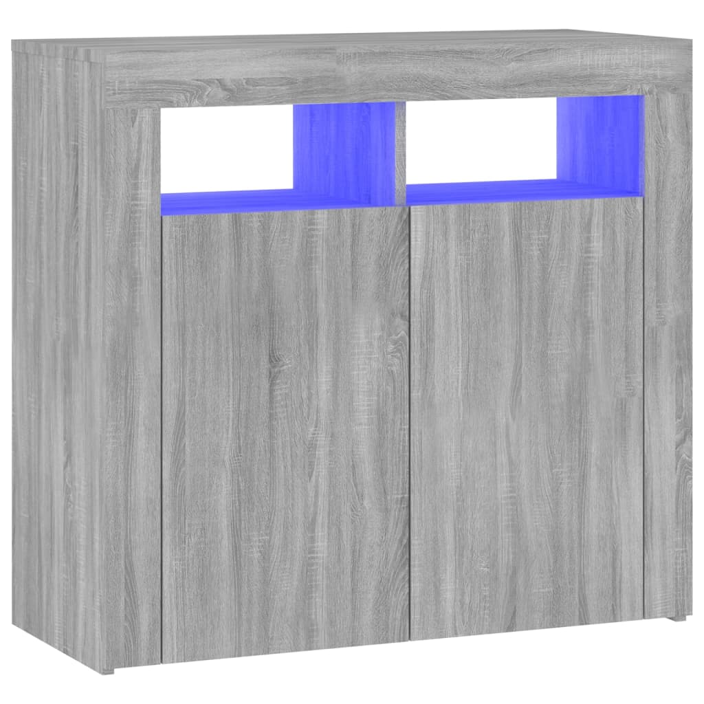 Servantă cu lumini LED, gri sonoma, 80x35x75 cm Lando - Lando