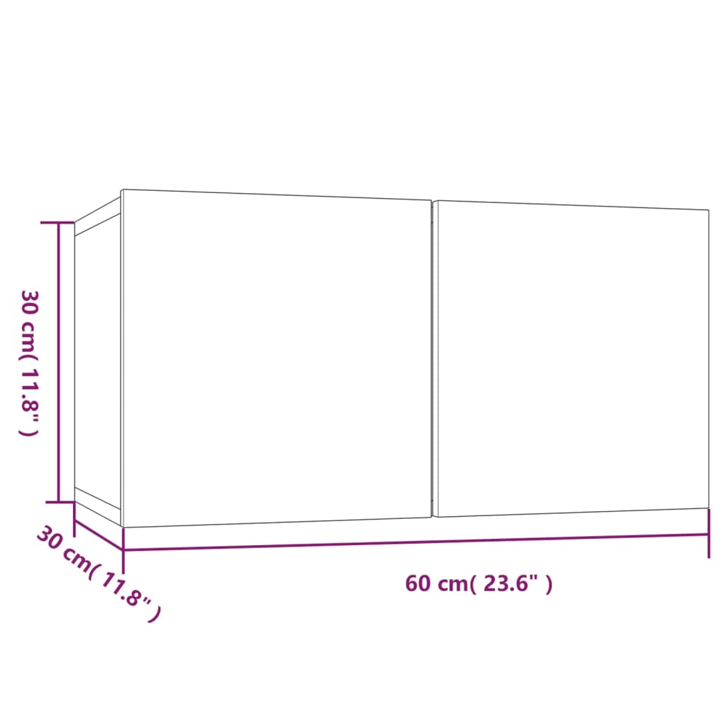 Dulap TV suspendat, stejar fumuriu, 60x30x30 cm, lemn prelucrat - Lando