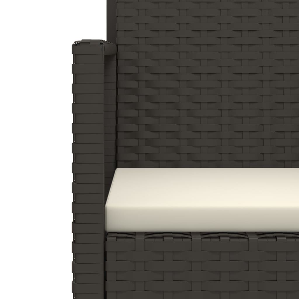 Lando-Set mobilier de exterior cu perne, 3 piese, negru, poliratan- mobila