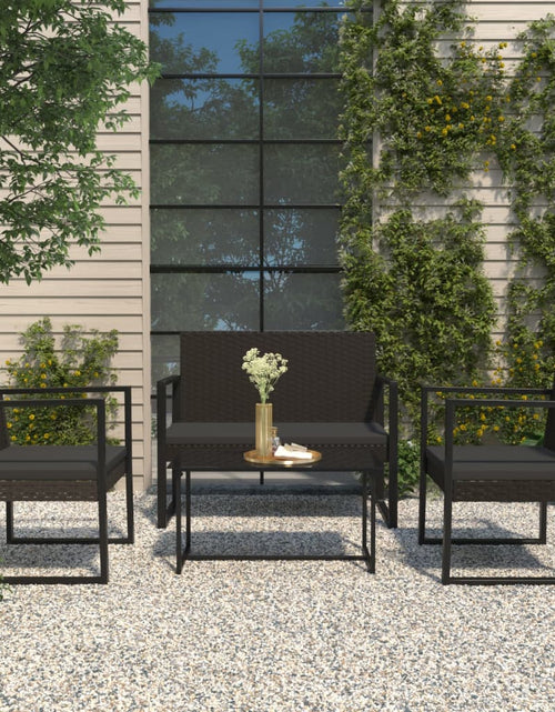 Загрузите изображение в средство просмотра галереи, Set mobilier relaxare grădină 4 piese cu perne poliratan negru - Lando
