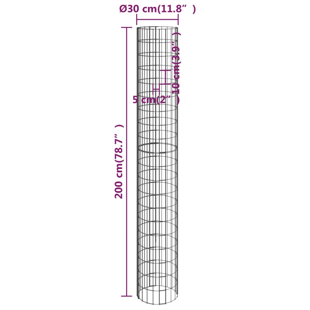 Stâlp de gabion, Ø30x200 cm, oțel galvanizat, circular Lando - Lando