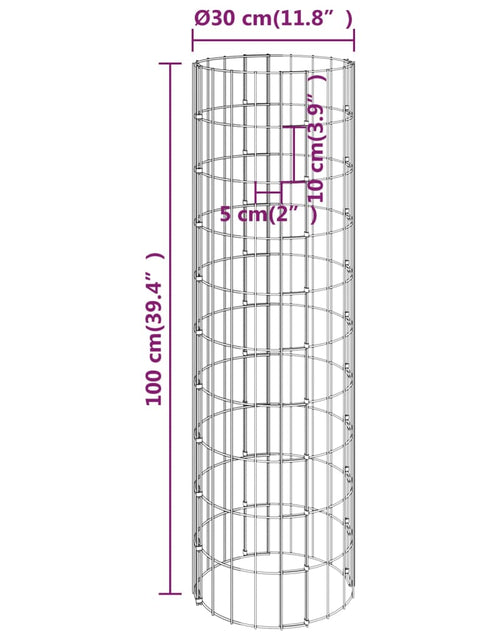 Загрузите изображение в средство просмотра галереи, Strat înălțat gabion 3 buc. Ø30x100 cm oțel galvanizat circular Lando - Lando
