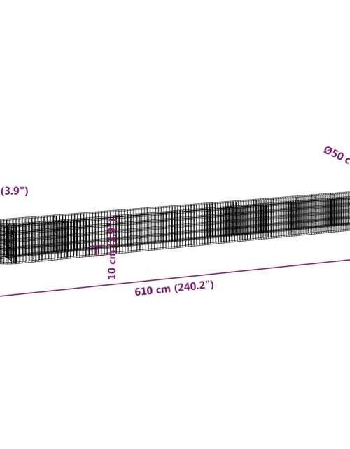 Încărcați imaginea în vizualizatorul Galerie, Strat înălțat gabion, 610x50x50 cm, fier galvanizat - Lando

