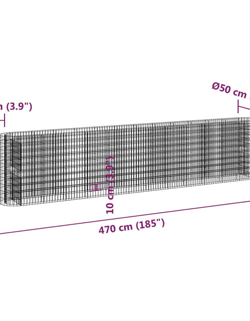 Загрузите изображение в средство просмотра галереи, Strat înălțat gabion, 470x50x100 cm, fier galvanizat Lando - Lando
