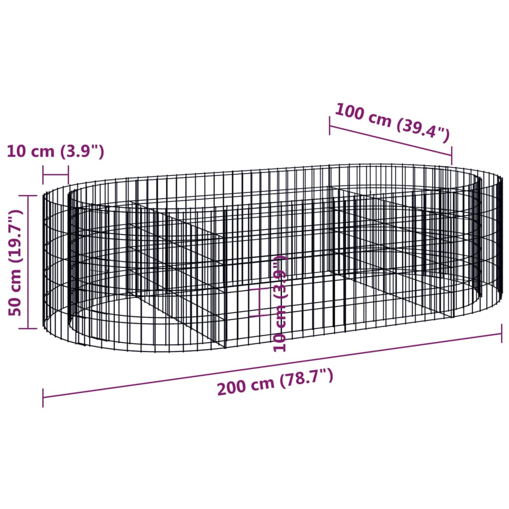 Strat înălțat gabion, 200x100x50 cm, fier galvanizat Lando - Lando