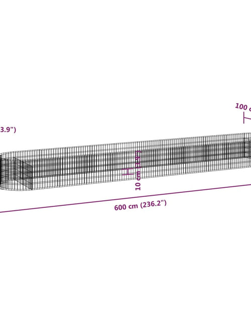 Încărcați imaginea în vizualizatorul Galerie, Strat înălțat gabion, 600x100x50 cm, fier galvanizat Lando - Lando
