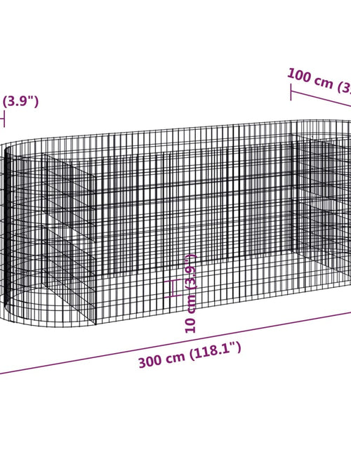 Încărcați imaginea în vizualizatorul Galerie, Strat înălțat gabion, 300x100x100 cm, fier galvanizat Lando - Lando
