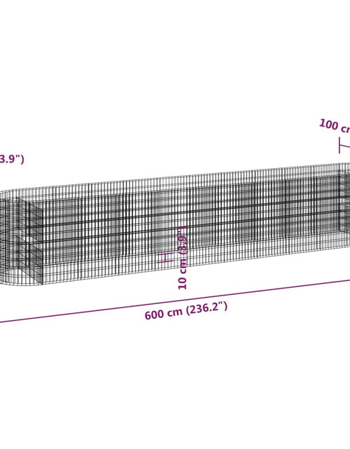 Încărcați imaginea în vizualizatorul Galerie, Strat înălțat gabion, 600x100x100 cm, fier galvanizat Lando - Lando
