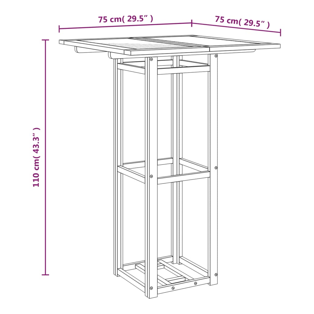 Masa de bistro, 75x75x110 cm, lemn masiv de acacia - Lando