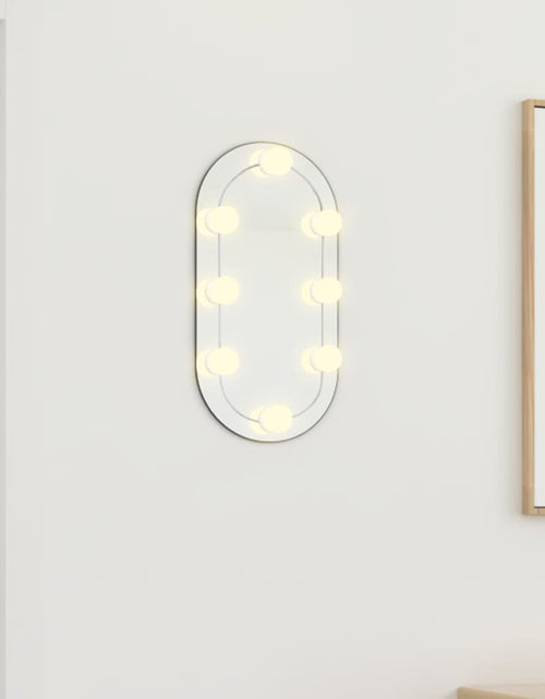 Загрузите изображение в средство просмотра галереи, Oglindă ovală cu lumini LED, 40x20, cm, sticlă Lando - Lando

