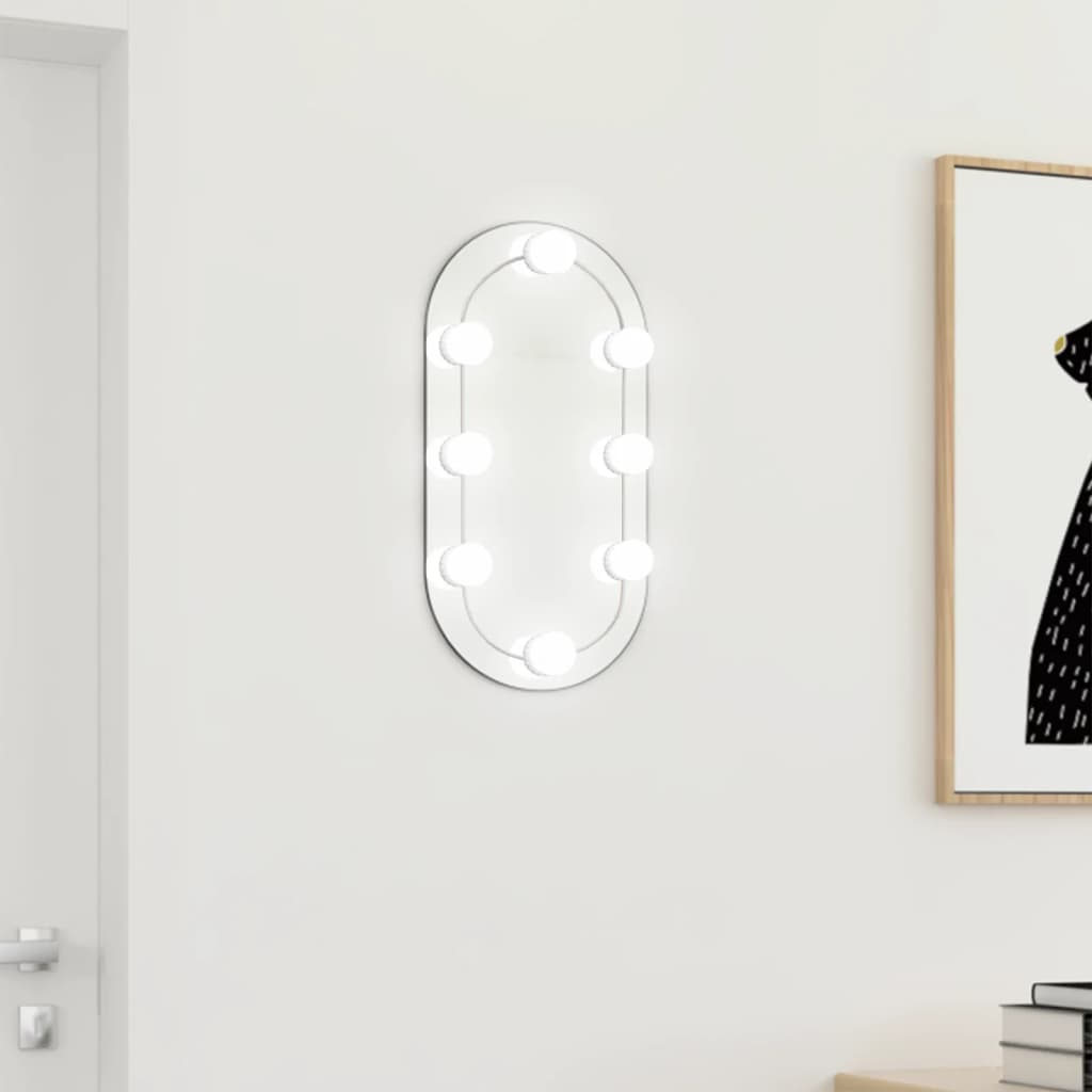 Oglindă ovală cu lumini LED, 40x20, cm, sticlă Lando - Lando