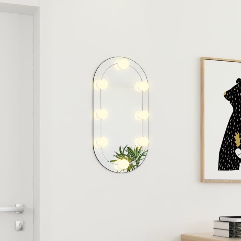 Oglindă cu lumini LED, 60x30 cm, sticlă, oval - Lando