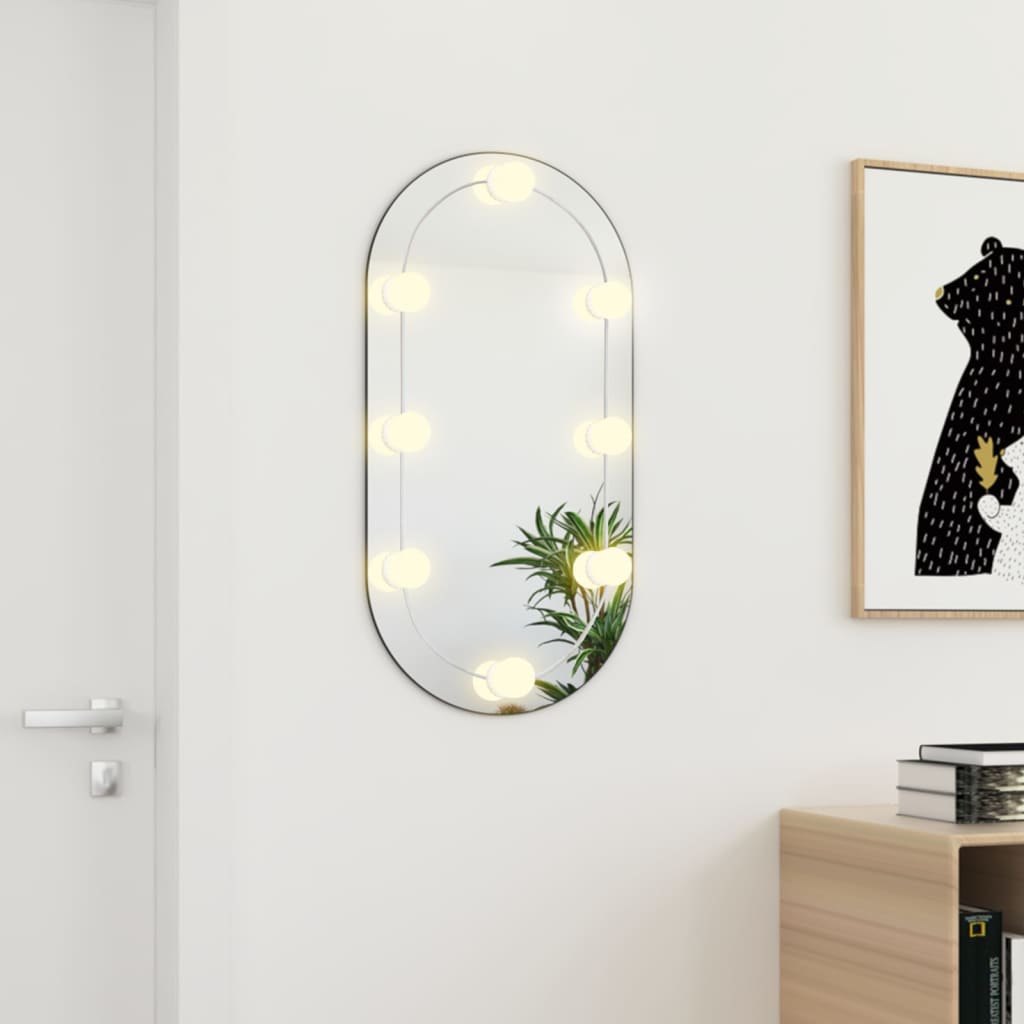 Oglindă ovală cu lumini LED, 80x40, cm sticlă Lando - Lando