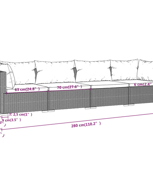 Încărcați imaginea în vizualizatorul Galerie, Set mobilier de grădină cu perne, 4 piese, maro, poliratan - Lando
