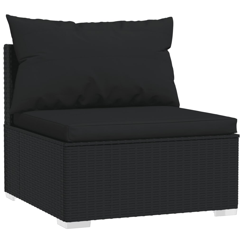 Set mobilier de grădină cu perne, 12 piese, negru, poliratan - Lando