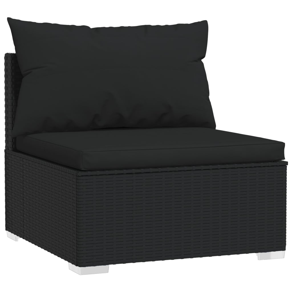 Set mobilier de grădină cu perne, 5 piese, negru, poliratan - Lando