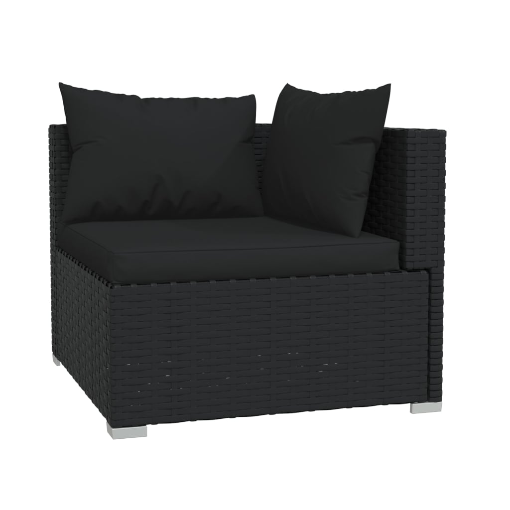 Set mobilier de grădină cu perne, 5 piese, negru, poliratan - Lando