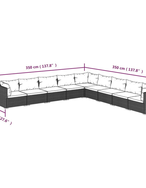 Încărcați imaginea în vizualizatorul Galerie, Set mobilier de grădină cu perne, 9 piese, negru, poliratan - Lando
