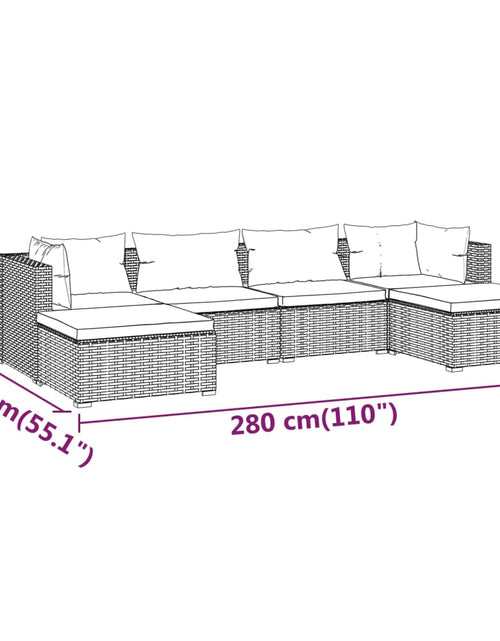 Încărcați imaginea în vizualizatorul Galerie, Set mobilier de grădină cu perne, 6 piese, maro, poliratan - Lando
