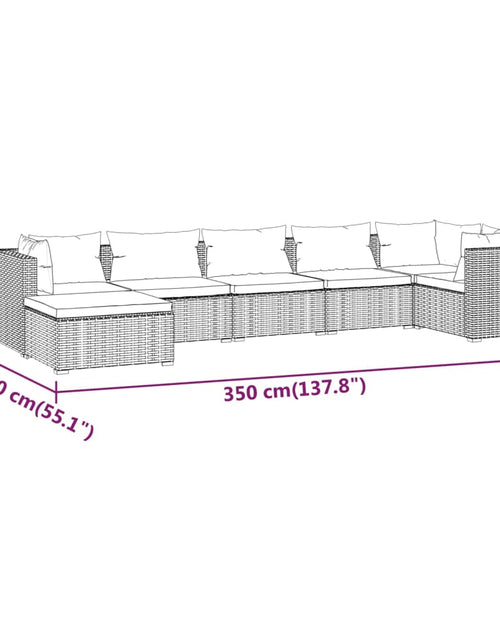 Încărcați imaginea în vizualizatorul Galerie, Set mobilier de grădină cu perne, 7 piese, maro, poliratan - Lando
